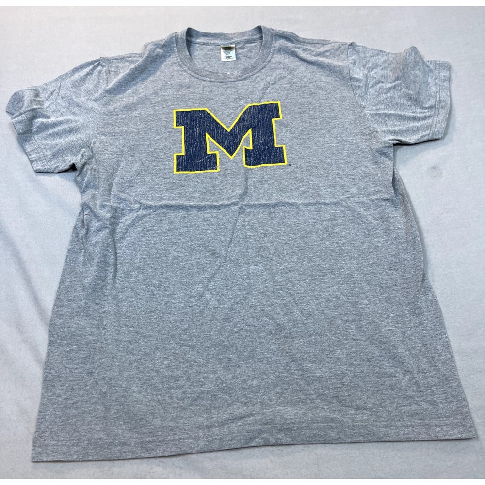 Michigan Wolverines Shirt‎ Men's Large L Gray Block Letter M